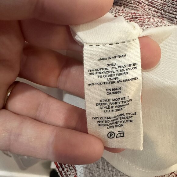 Theory Mod Belted Dress Size 10 Sheath Red White Work Career Office Classic - Picture 9 of 9